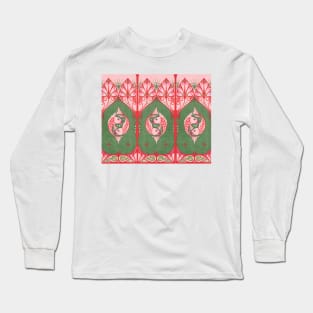 FISHES UNDERWATER WITH SEA PLANTS Red Green Pink Art Nouveau Nautical Decor Long Sleeve T-Shirt